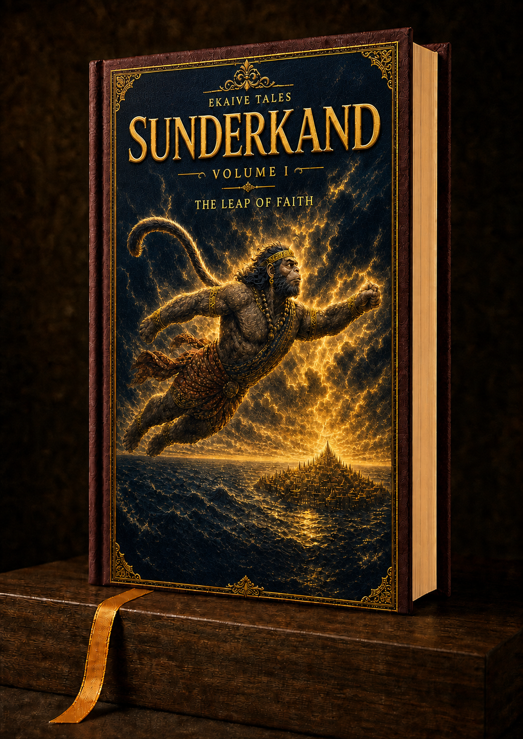Final Sunderkand Volume I hardcover comic on a walnut collector plinth